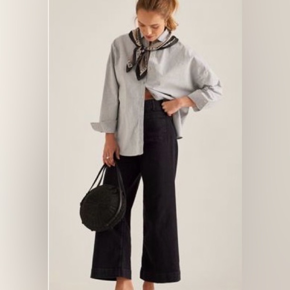 Anthropologie Maeve Colette Crop High Rise Wide Leg Jeans